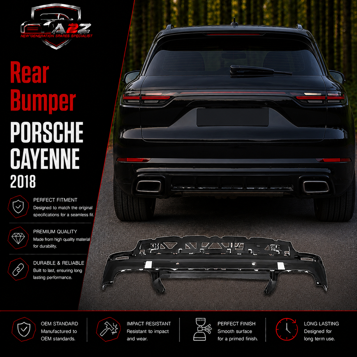 Rear Bumper Bracket 9Y0807543A Compatible With Porsche Cayenne (2018)