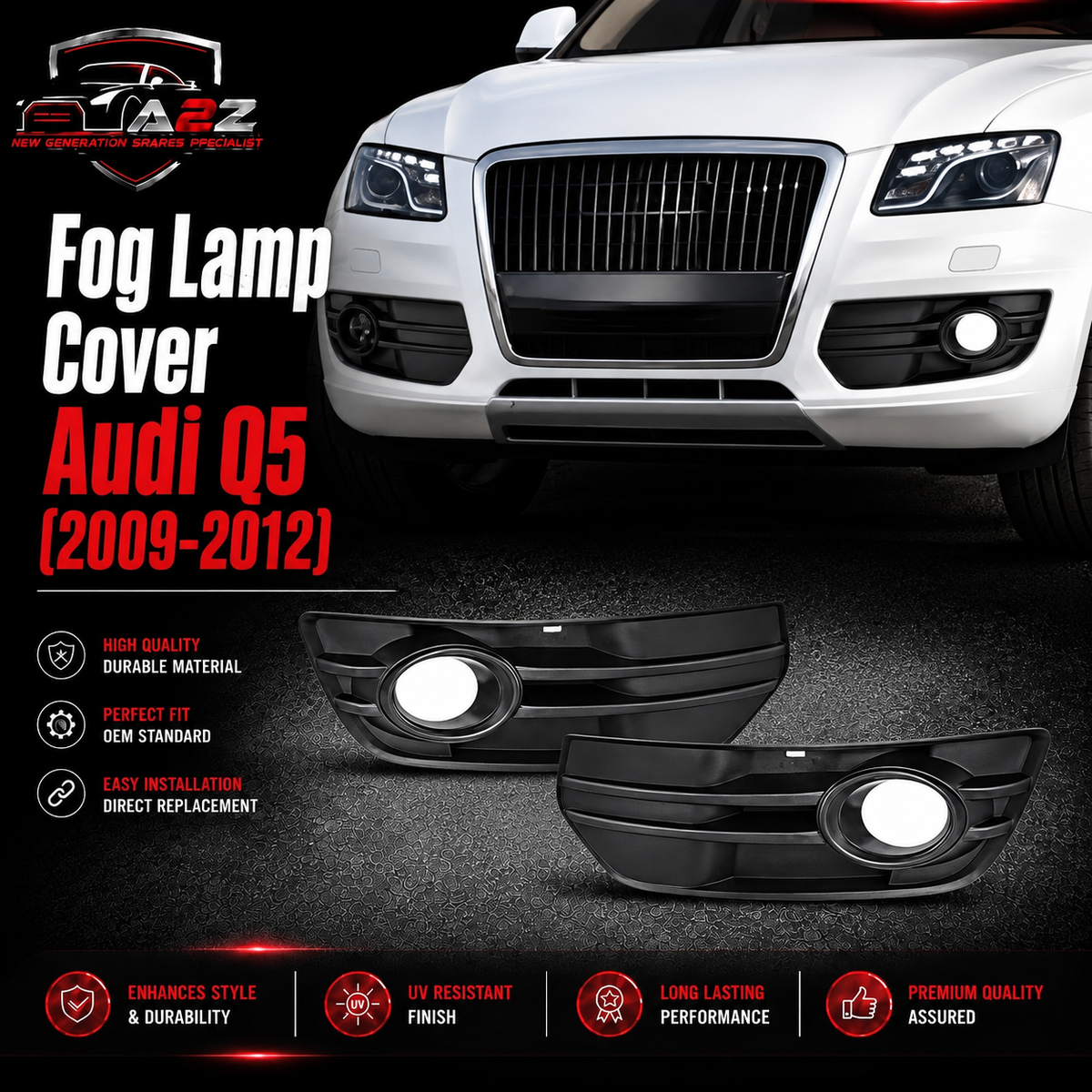 Fog Lamp Cover Left 8R0807681A & Right 8R0807682A 8R0807681A01C Compatible With AUDI Q5 (2009-12) Tag No.95