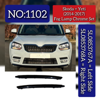 Fog Lamp Chrome Set Left 5L0853767 5L0853767A & Right 5L0853768 5L0853768A Compatible With Skoda Yeti (2014-2017) Tag No.1102