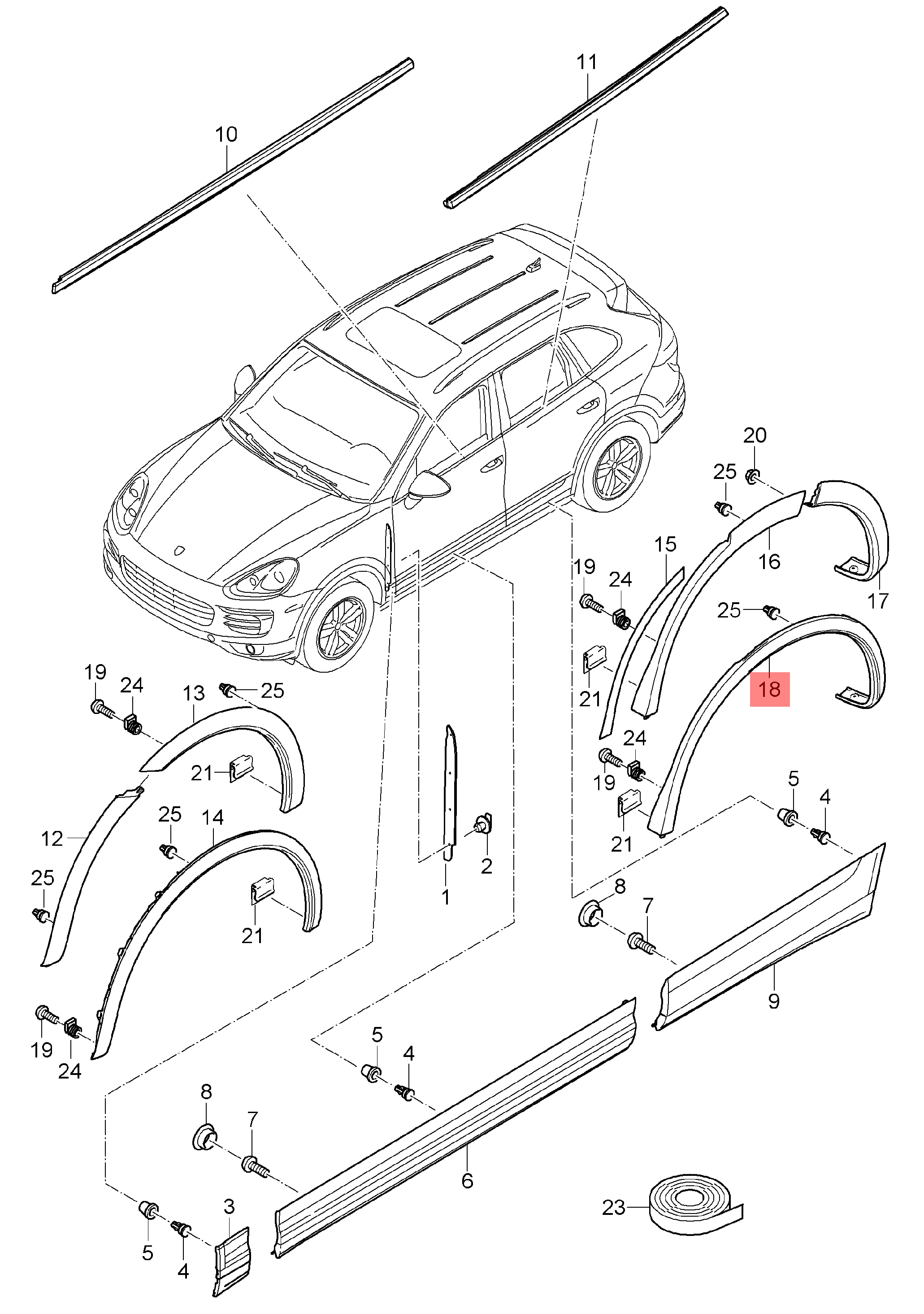 Front Left Wheel Arch (EYEBROW) 95855982780 Compatible With Porsche Cayenne 958 2011