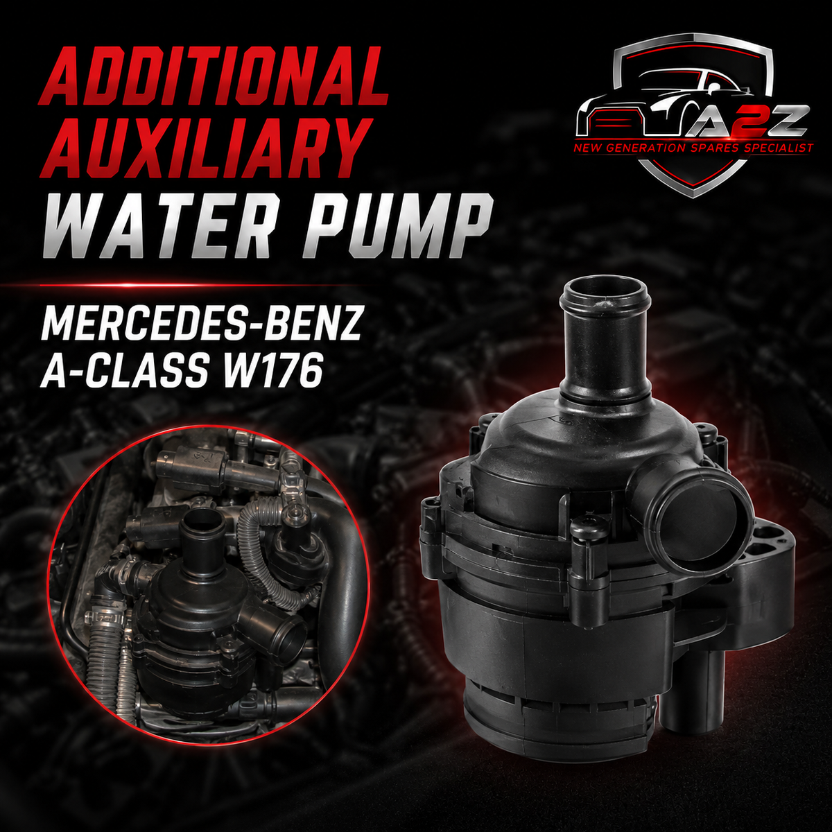 Additional Auxiliary Water Pump 2118350264 2118350064 2118350164 For MERCEDES-BENZ A-CLASS W176 & B-CLASS W246, C-CLASS W204 W205, E-CLASS W211 W212, GL-CLASS X164 Tag-A-12