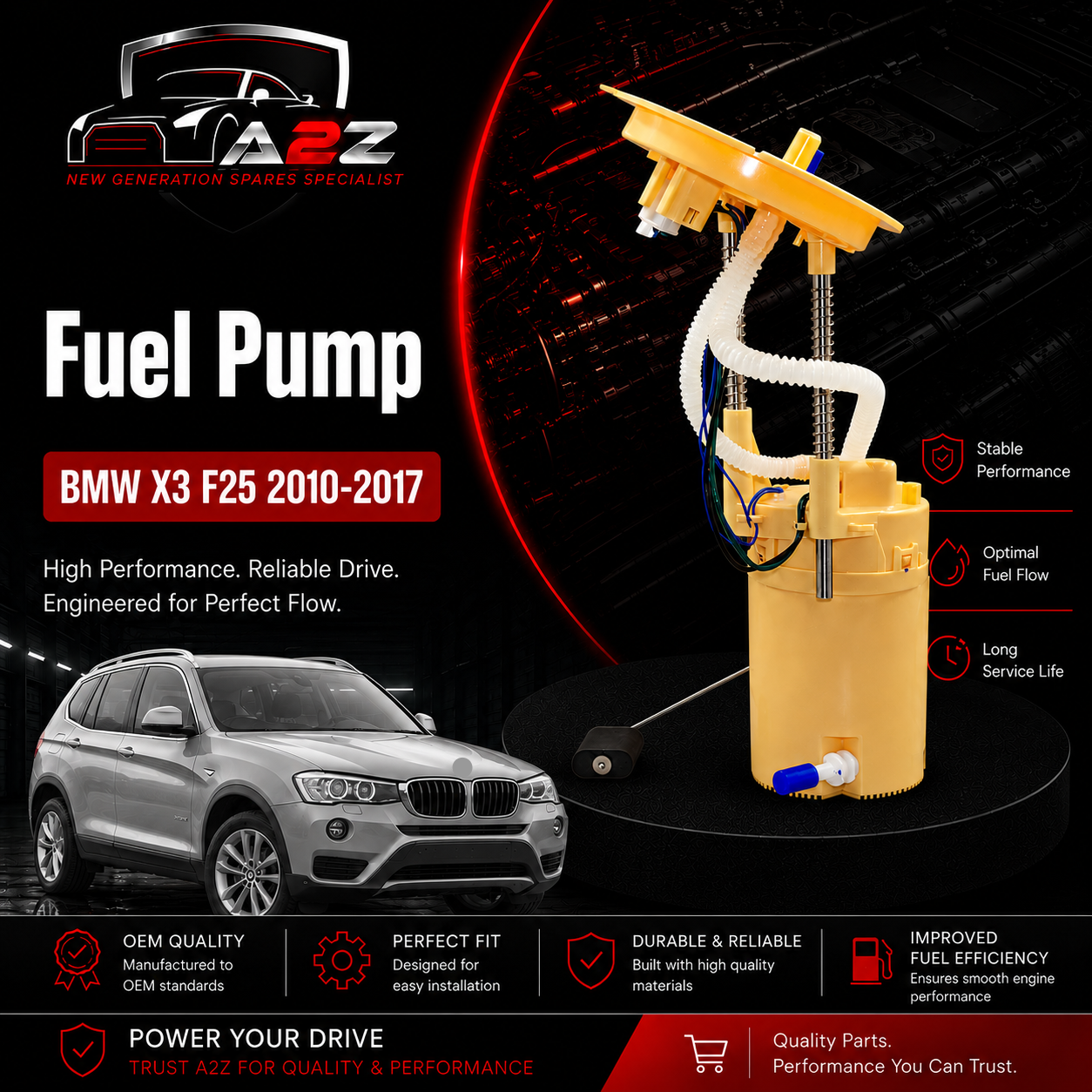 Fuel Pump 16117216526 Compatible With BMW  X3 F25 2010-2017