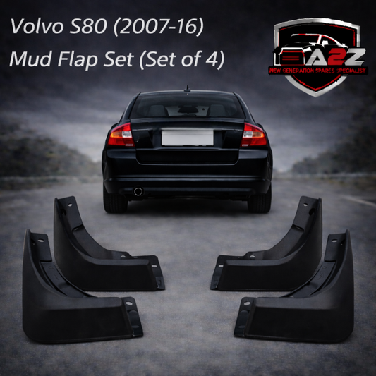 Front & Rear Wheel Mud Guard Flap (Set of 4) 30664836 30796914 Compatible With Volvo S80 (2007-16)