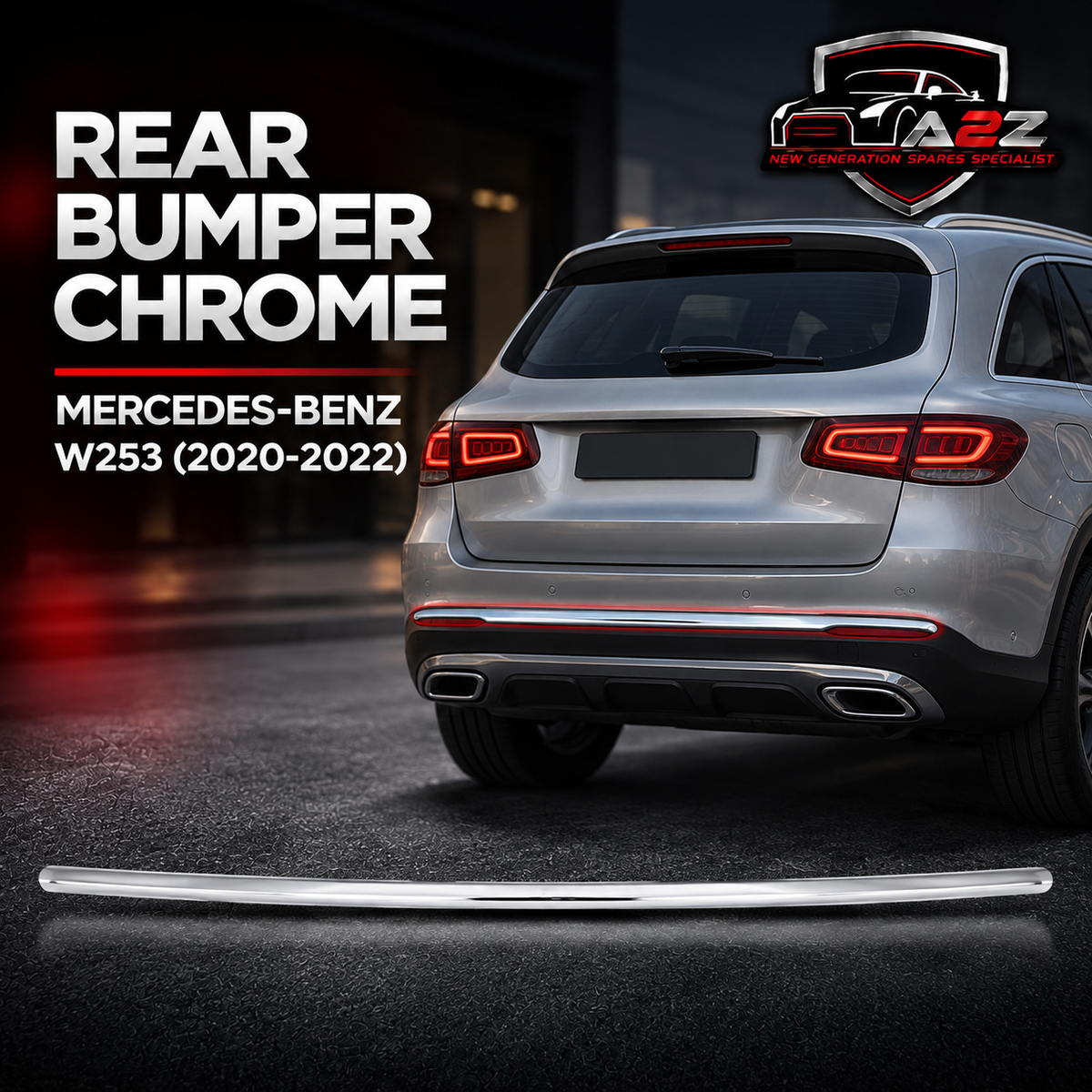 Rear Bumper Chrome 2538852206 Compatible With Mercedes-Benz GLC-CLASS W253 (2020-2022) Tag No.260