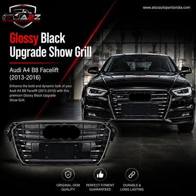 S4 Glossy Black Upgrade Show Grill Compatible With Audi A4 B8 Facelift (2013-16) Tag No.11