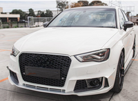 RS3 Black And Chrome Honeycomb Show Grill Compatible With Audi = A3 (2013-16) Tag No.94