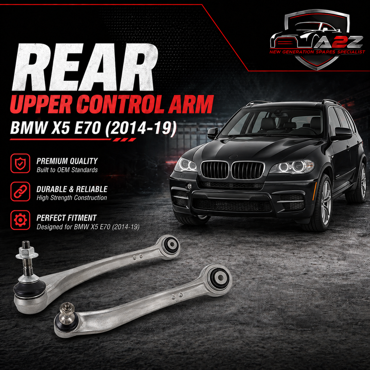 Rear Upper Control Arm (Set Of 2) Left 33326770969 & Right 33326770970 Compatible with BMW X5 (E70) & X5 (F15, F85) & X6 (E71, E72) & X6 (F16, F86)