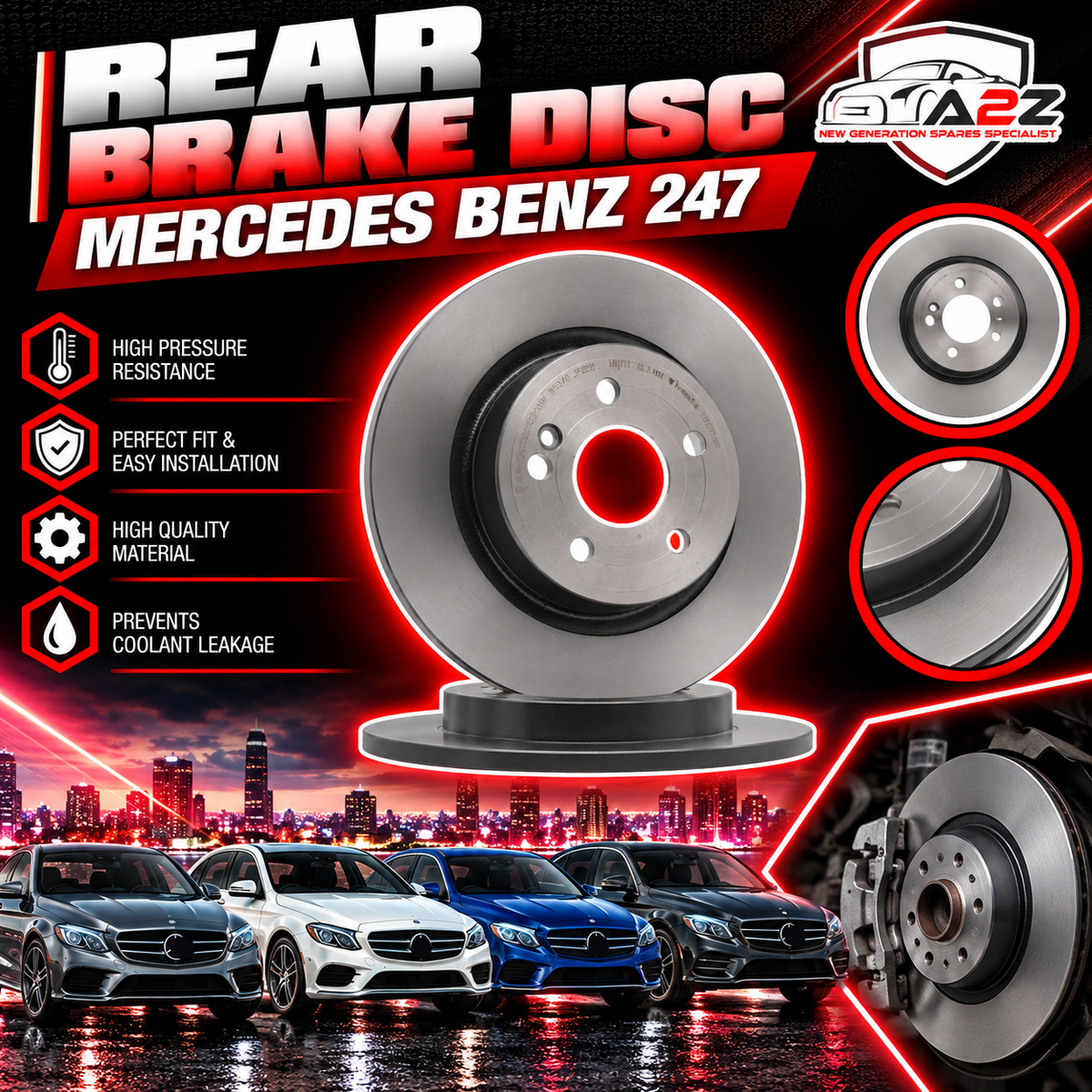 Rear Brake Disc 2474230212 A2474230212 Compatible With MERCEDES BENZ W247