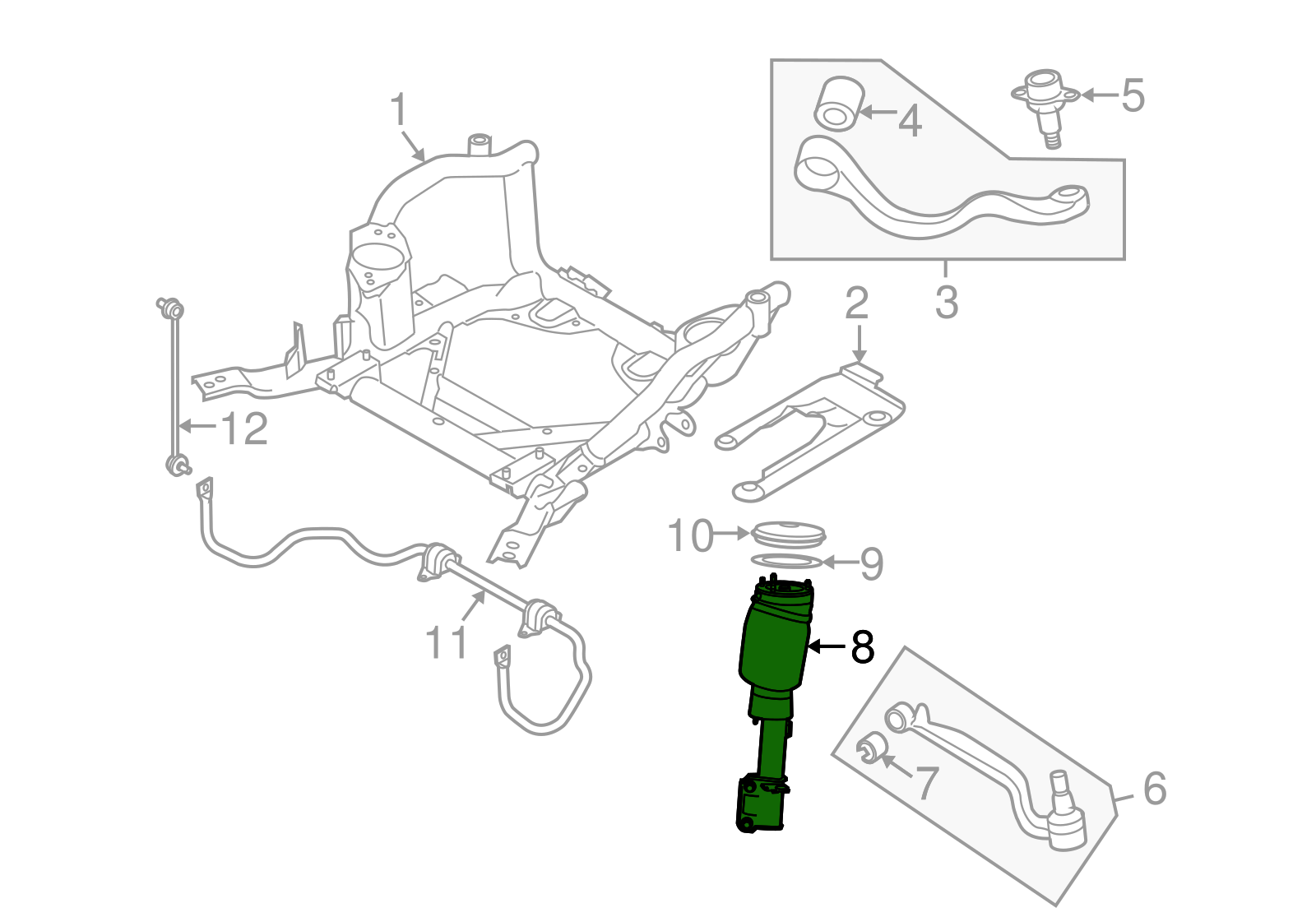 Front Right Air Suspension Shock Absorber Strut LR032563 Compatible With LAND ROVER RANGE ROVER III (L322)