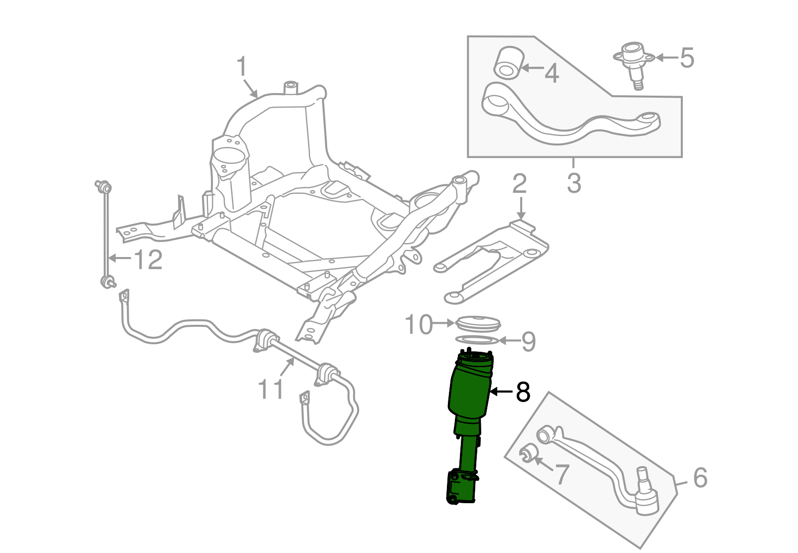 Front Left Air Suspension  Shock Absorber Strut LR032570 Compatible With LAND ROVER RANGE ROVER III (L322)