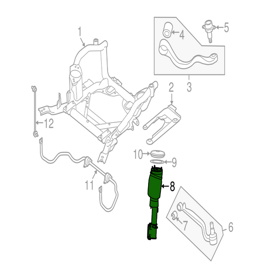 Front Left Air Suspension  Shock Absorber Strut LR032570 LR032575 L2023567 L2012885 Compatible With LAND ROVER RANGE ROVER III (L322)