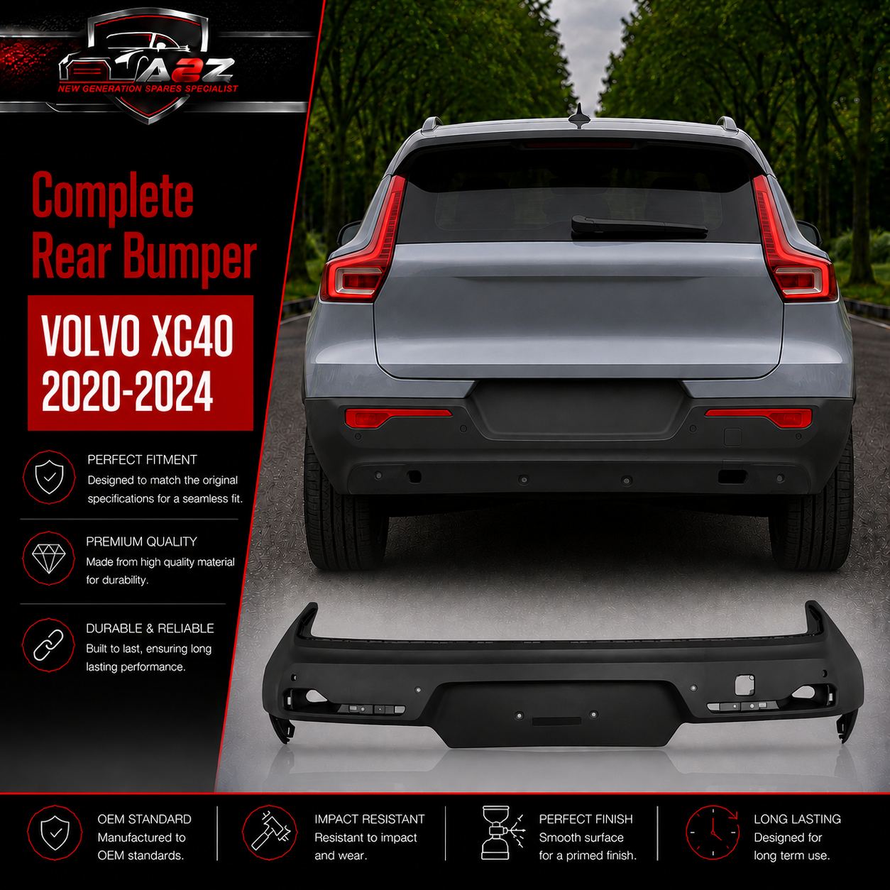 Complete Rear Bumper 36011872 Compatible With VOLVO XC40 2020-2024 Tag No.407