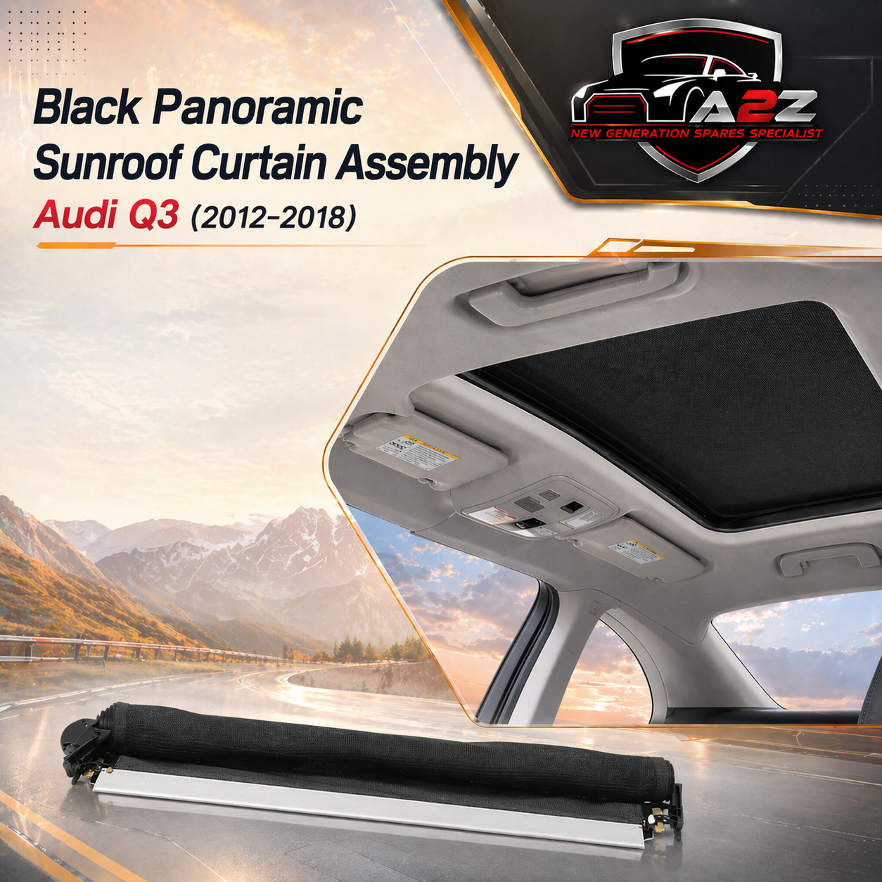 Black Panoramic Sunroof Curtain Assembly 8UD877307 8U0877307 8UD8773075L9 Compatible With Audi Q3