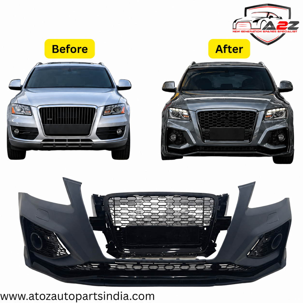 Front Bumper Bumper Kit Compatible With Audi Q5 (2009-11) Upgrade Into RSQ5 (Tag no.FBK12) (Shipping Cost Not Included In Price)