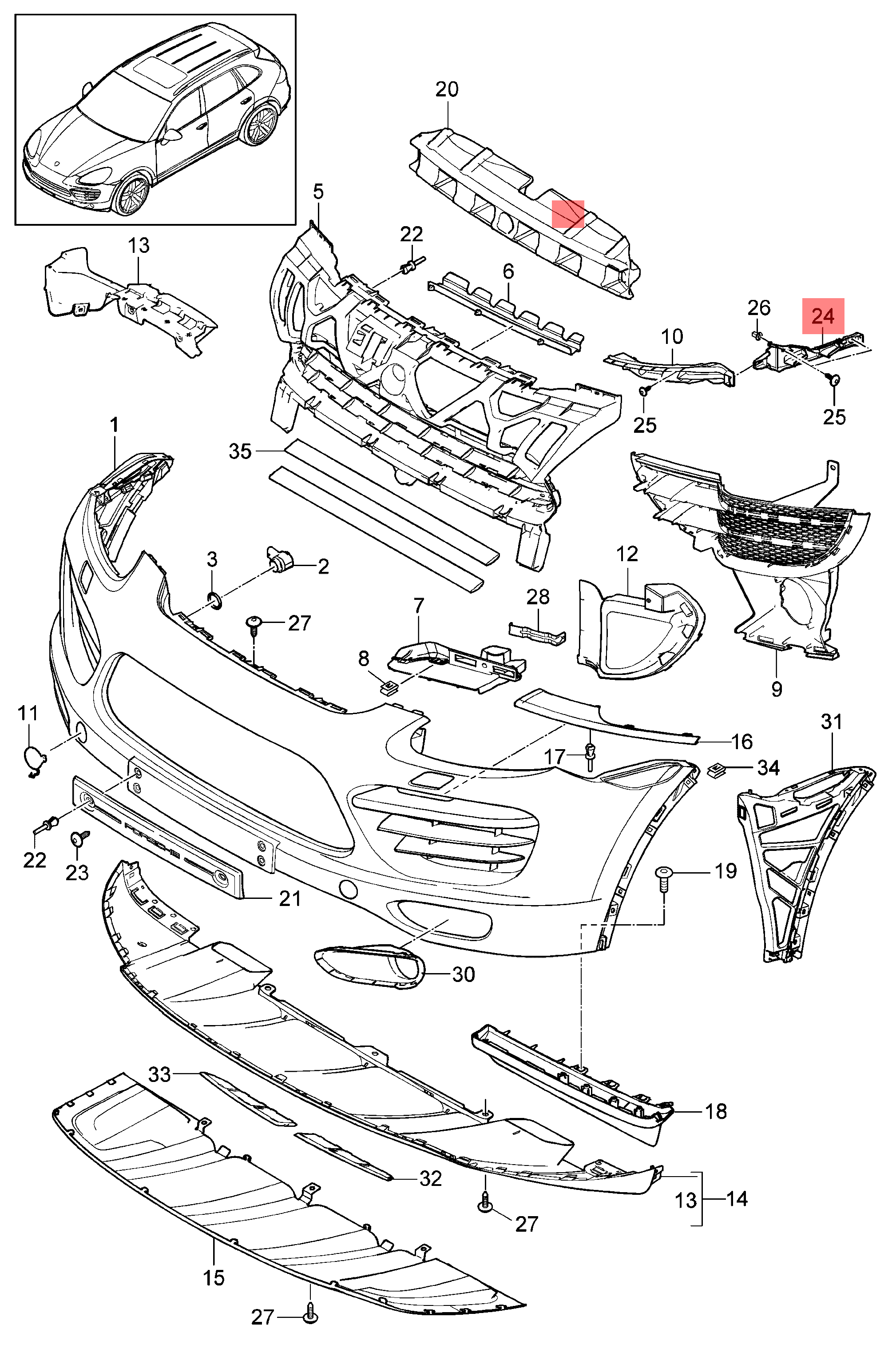 Front Bumper Bracket  Left 95850504900 Right 95850505000 Compatible With Porsche Cayenne 92A Tag No.204