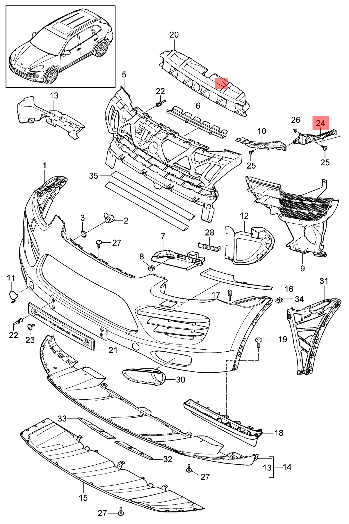 Front Bumper Bracket  Left 95850504900 Right 95850505000 Compatible With Porsche Cayenne 92A Tag No.204