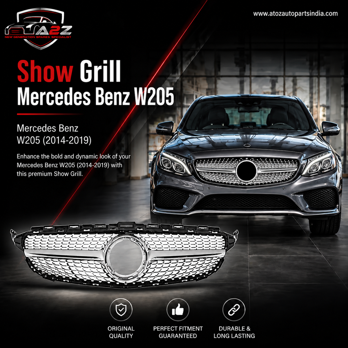 Show Grill Compatible With Mercedes Benz C-Class W205 Old And New Difference