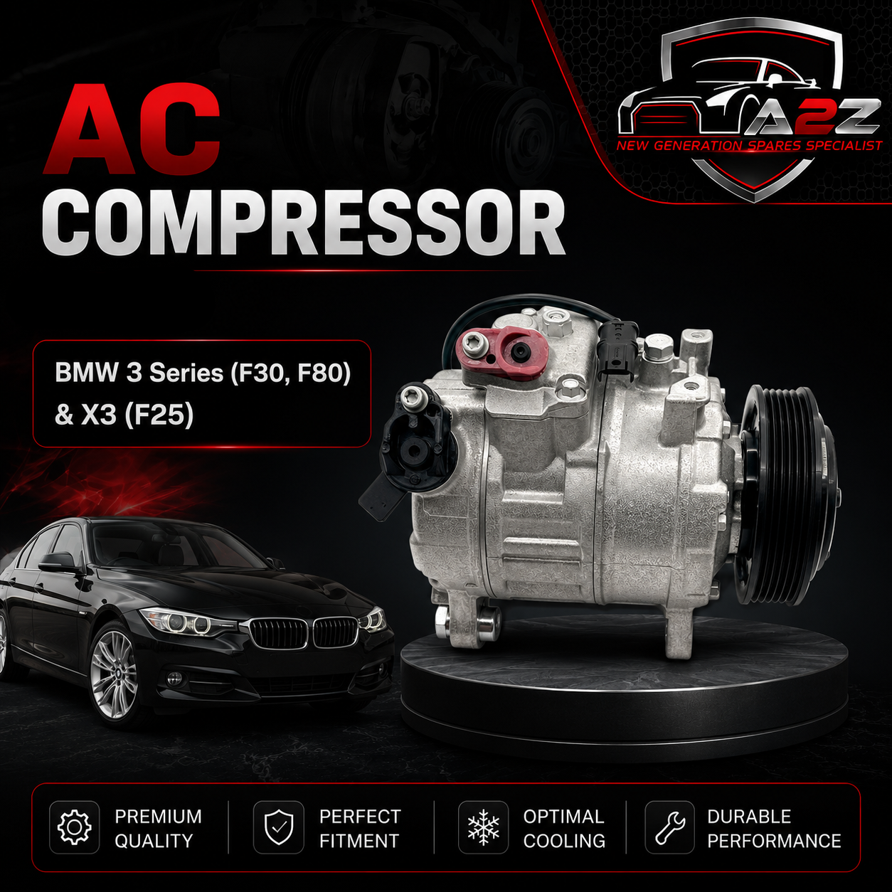 AC Compressor 64506805025 64529216467 64529396722  Compatible With BMW 3 Series (F30, F80) & X3 (F25)