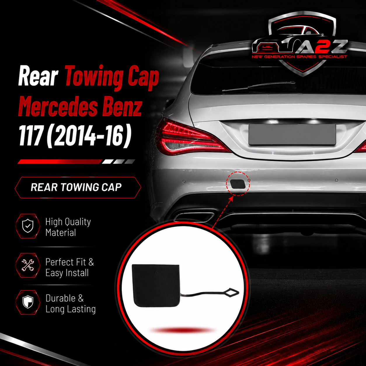 Rear Towing Cap A1178850522 1178850522 Compatible With Mercedes Benz 117 (2014-16) Tag No.209
