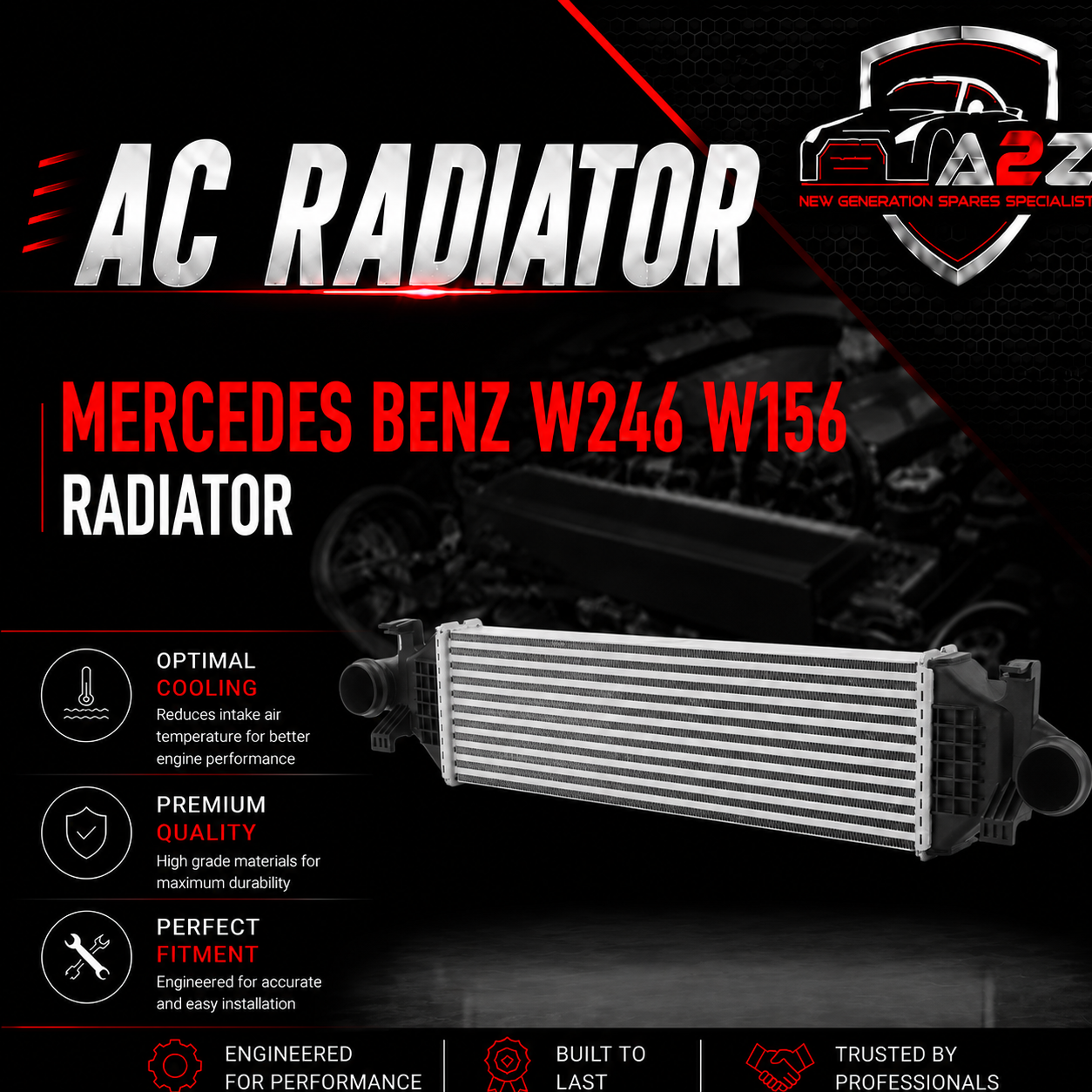 Radiator Intercooler 2465000900 Compatible With Mercedes Benz W246 W156