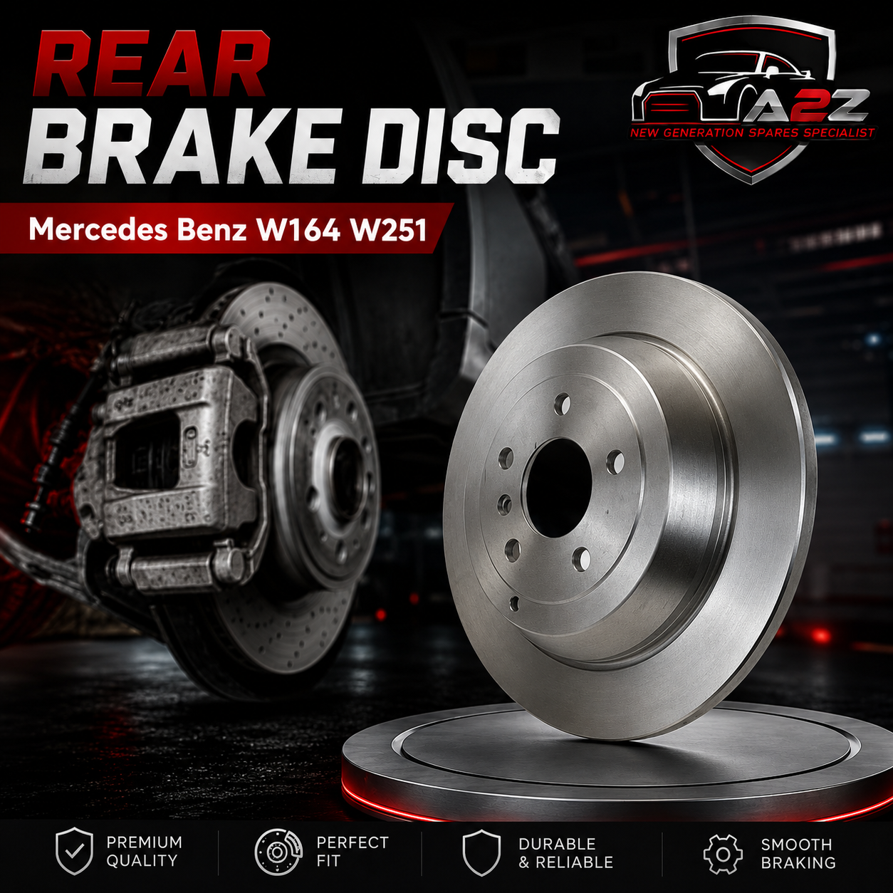 Rear Brake Disc 1644230512 Compatible With Mercedes Benz W164 W251