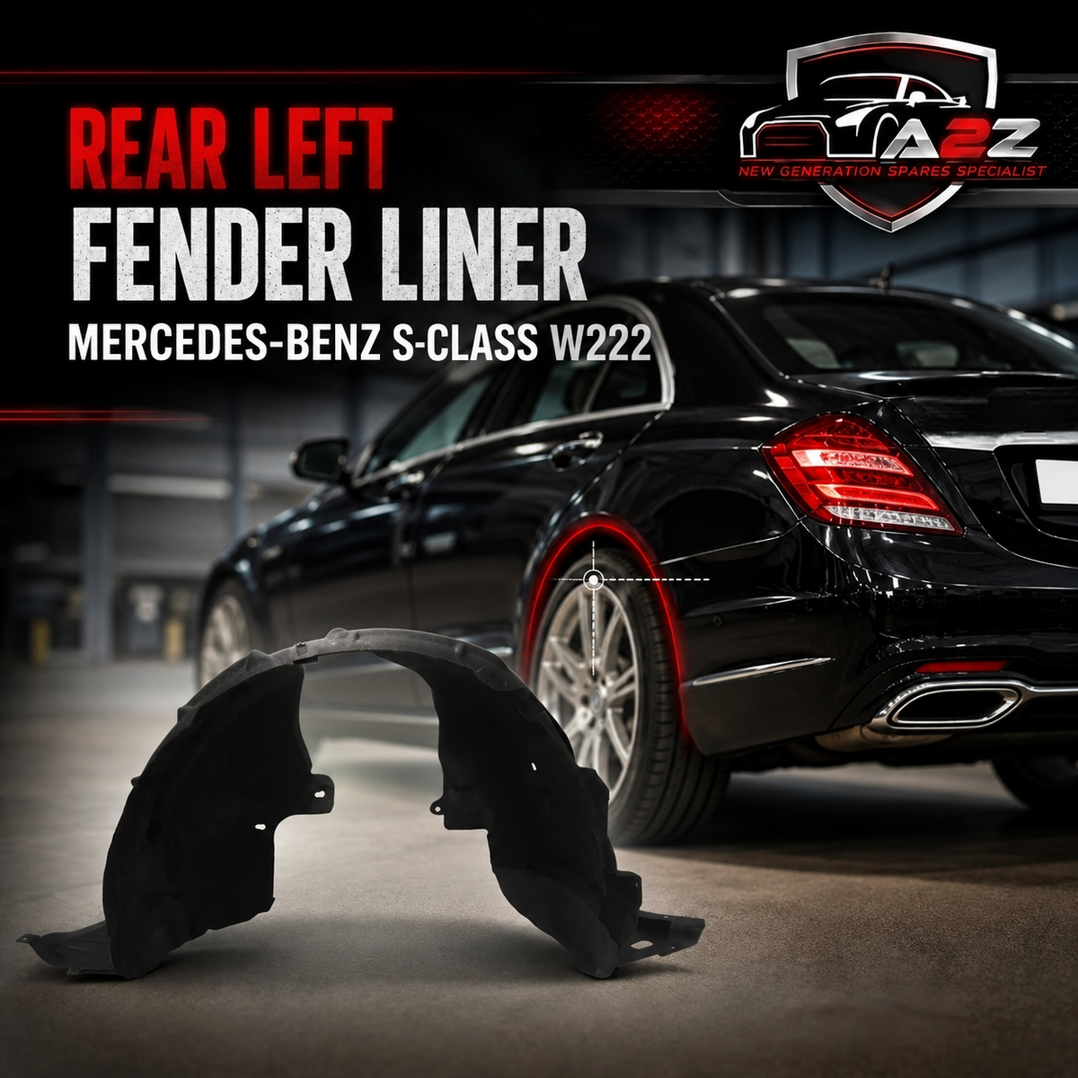Rear Left Fender Liner 2226903102 Compatible With MERCEDES-BENZ S-CLASS W222 Tag-FEM-77