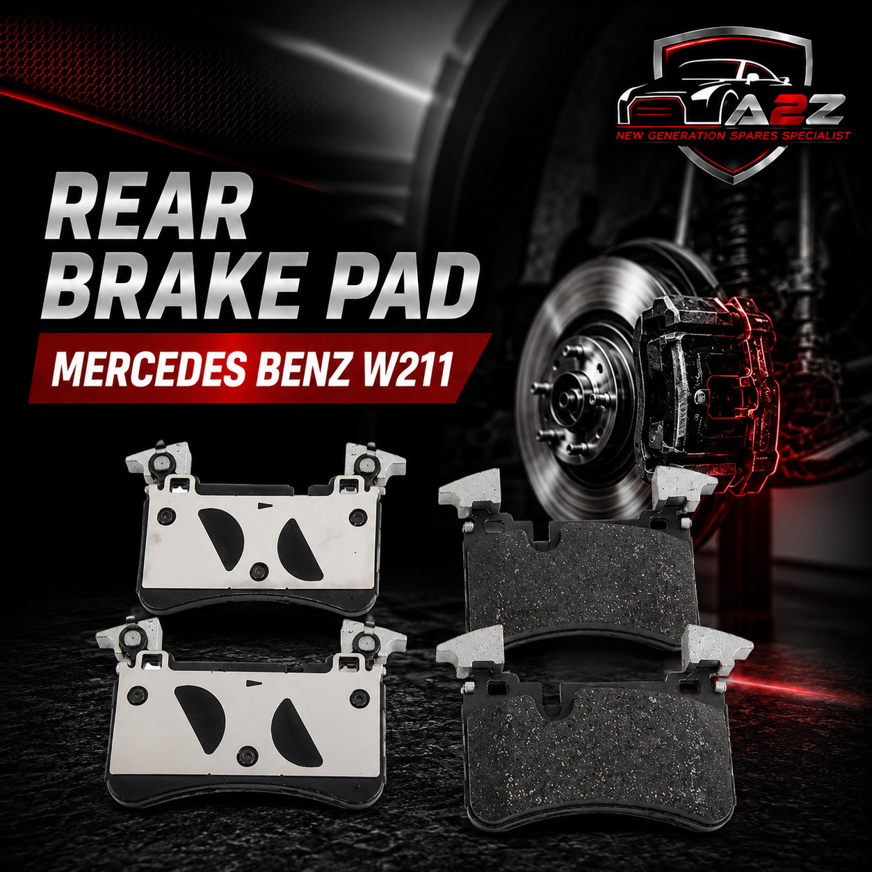 Rear Brake Pad Set 0054202520 Compatible With Mercedes Benz W211