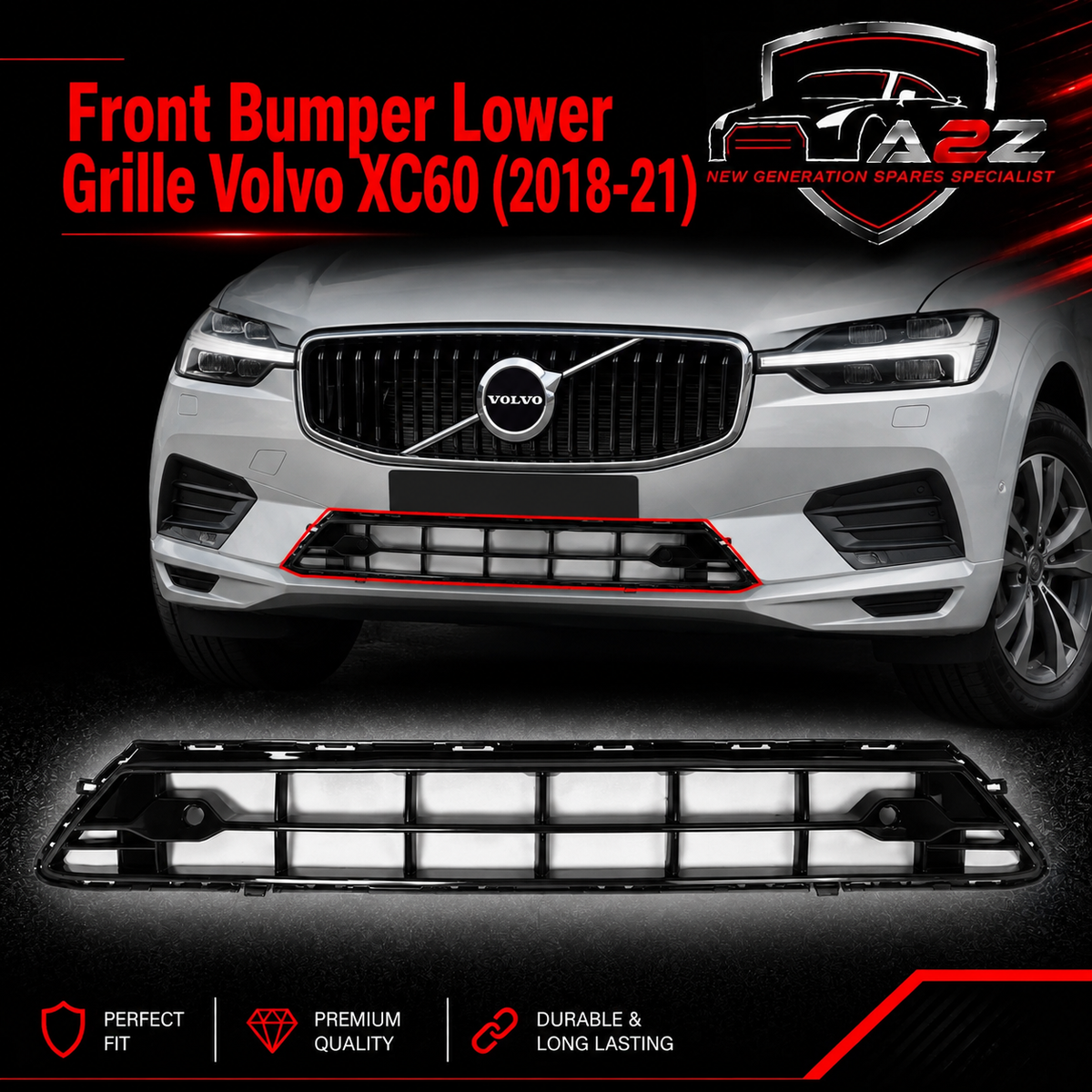Front Bumper Lower Grille 31449130 Compatible With Volvo XC60 (2018-21)