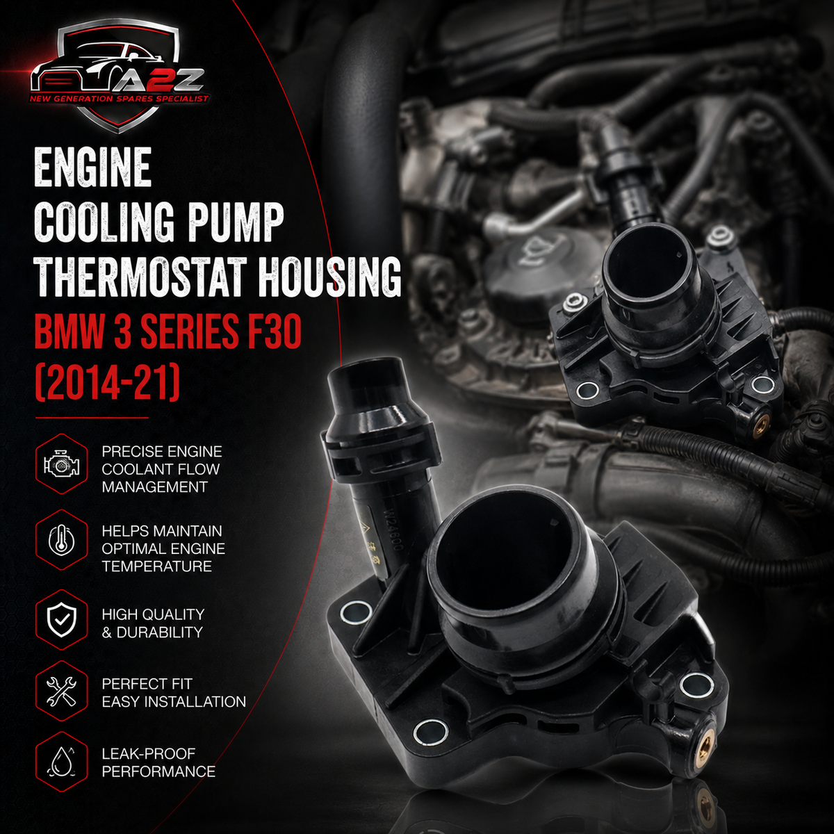 Engine Cooling Pump Thermostat Housing 11518577895 11518588945 11518588945 BMW 3 Series F30 & 5 Series F10 G30, X1 F48, X3 F25 Tag-E-82