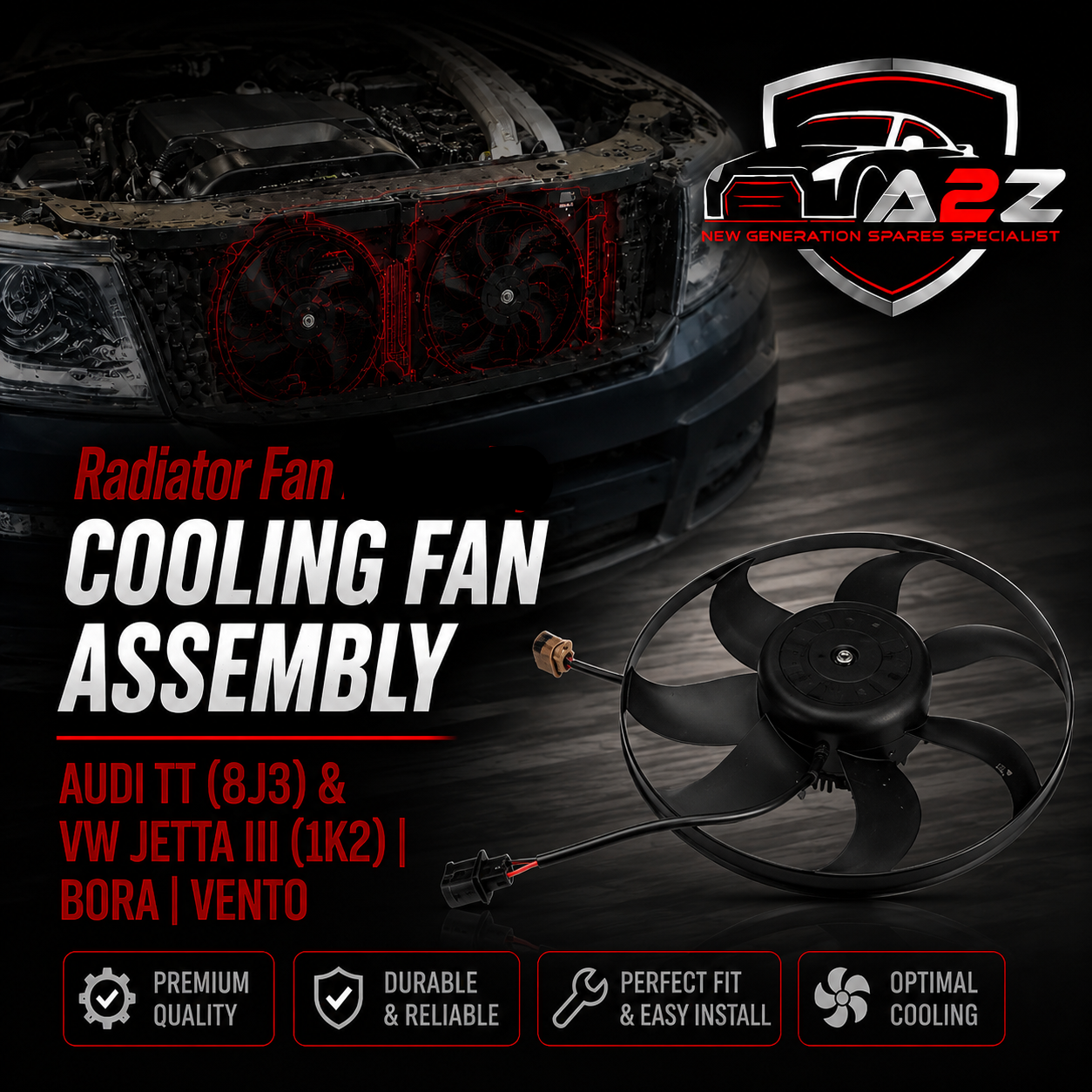 Radiator Fan Assembly 1K0959455FR Compatible With AUDI TT (8J3) & VW JETTA III (1K2) | BORA | VENTO