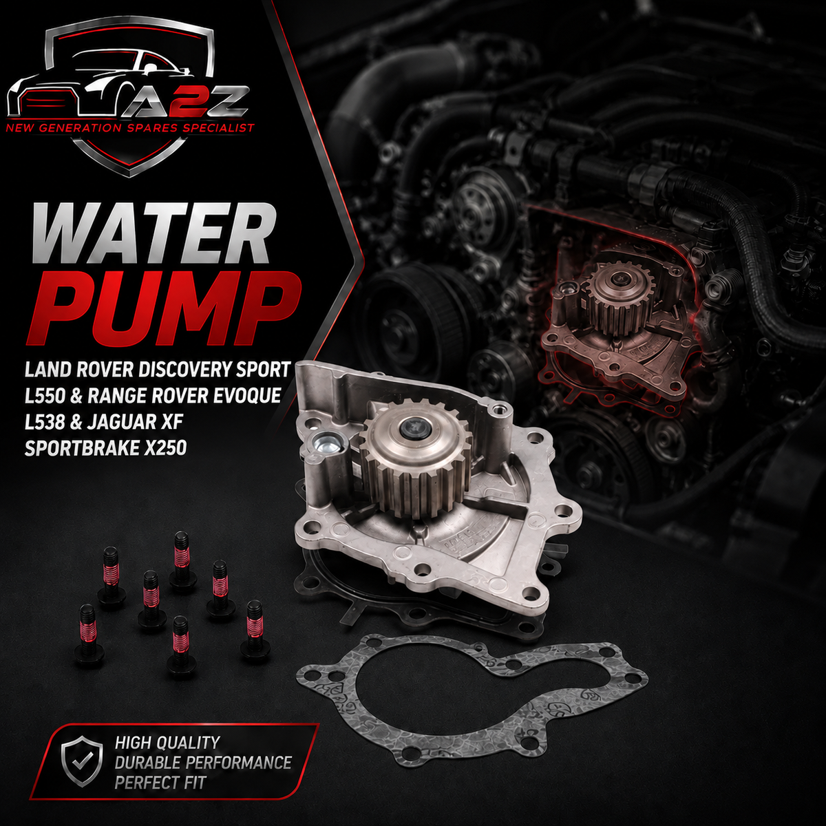 Water Pump LR011694 LR001309 LR009392 Compatible With LAND ROVER DISCOVERY SPORT L550 & RANGE ROVER EVOQUE L538 & JAGUAR XF SPORTBRAKE X250 Tag-W-09