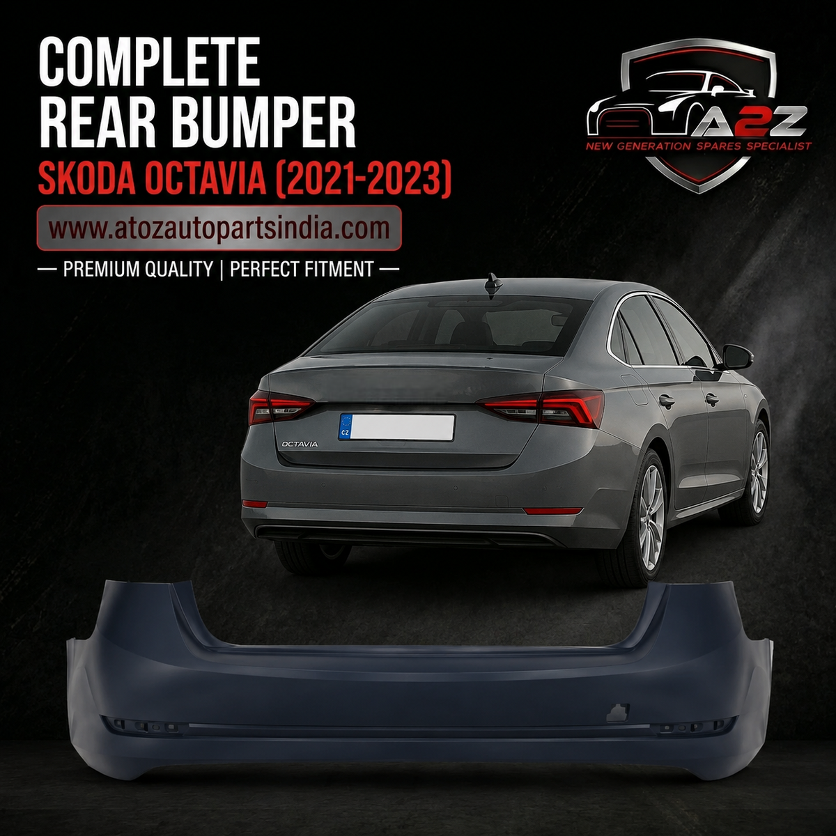 Complete Rear Bumper 5E6807421 Compatible With Skoda Octavia (2021-2023) Tag No.707