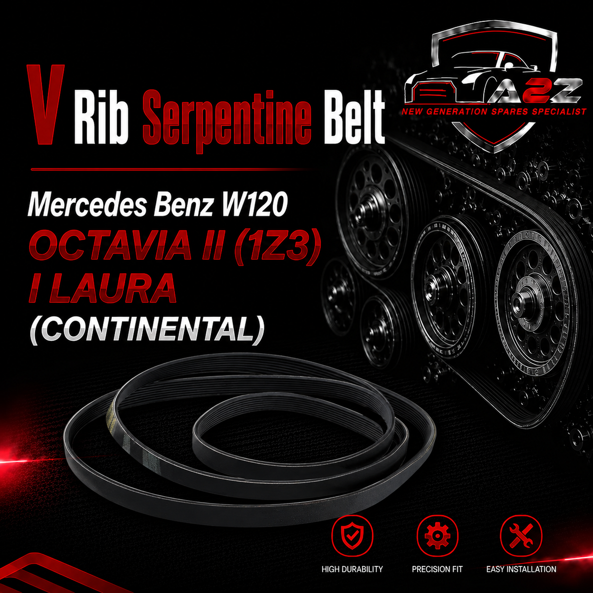 V-ribbed Serpentine Belt 0109977392 Compatible With Mercedes Benz W120