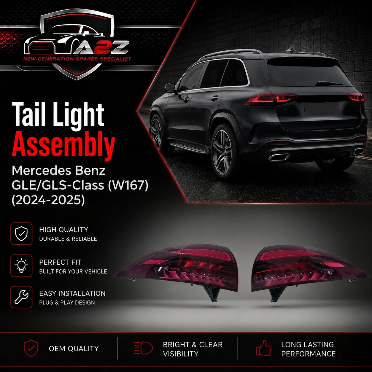 Tail Light Assy Left 1679066710 & Right 1679066810 Compatible With Mercedes Benz GLE/GLS-Class (W167) (2024-2025) Tag No.126