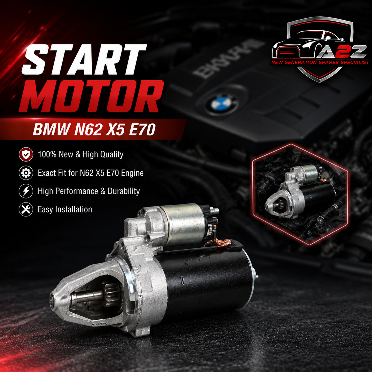 Start Motor 12417537513 Compatible With BMW N62 X5 E70