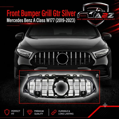 Front Bumper Grill Gtr Silver Compatible With Mercedes Benz A Class W177 (2019-2023)