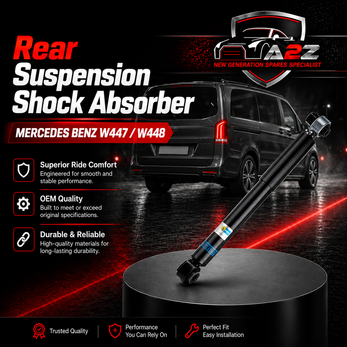 Rear Suspension Shock Absorber Left & Right 4473261500 4473263300 4473264200 4473265500 Compatible With Mercedes Benz W447 W448