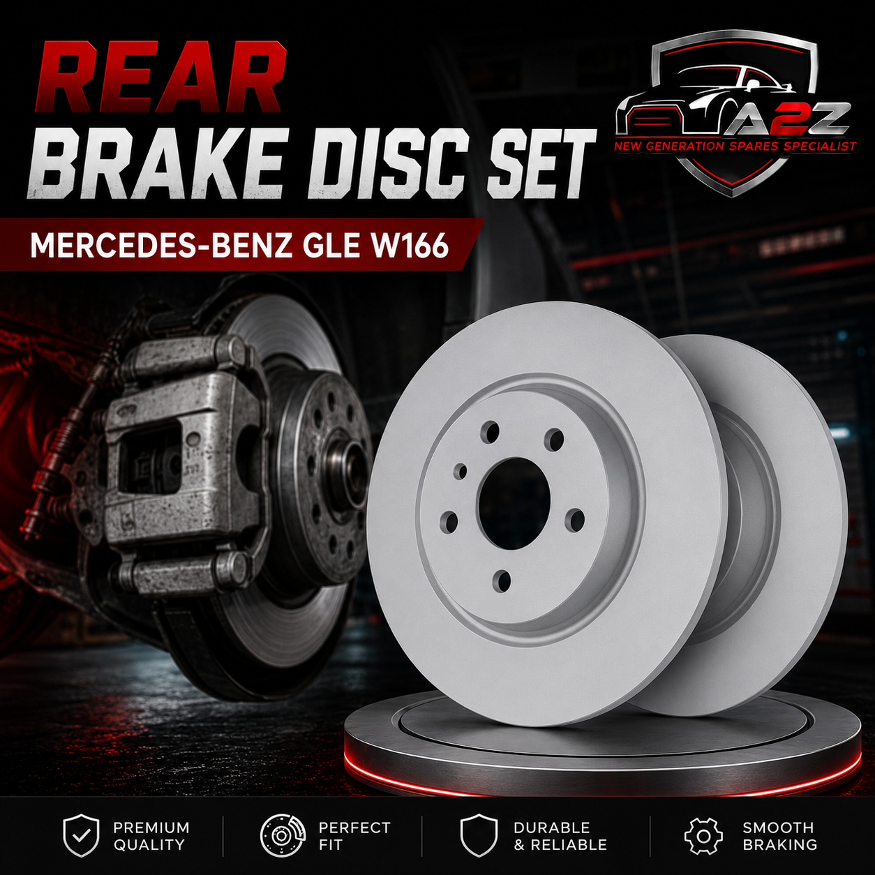 Rear Brake Disc Set A1664230012 A1664230500 Compatible With MERCEDES-BENZ GLE W166