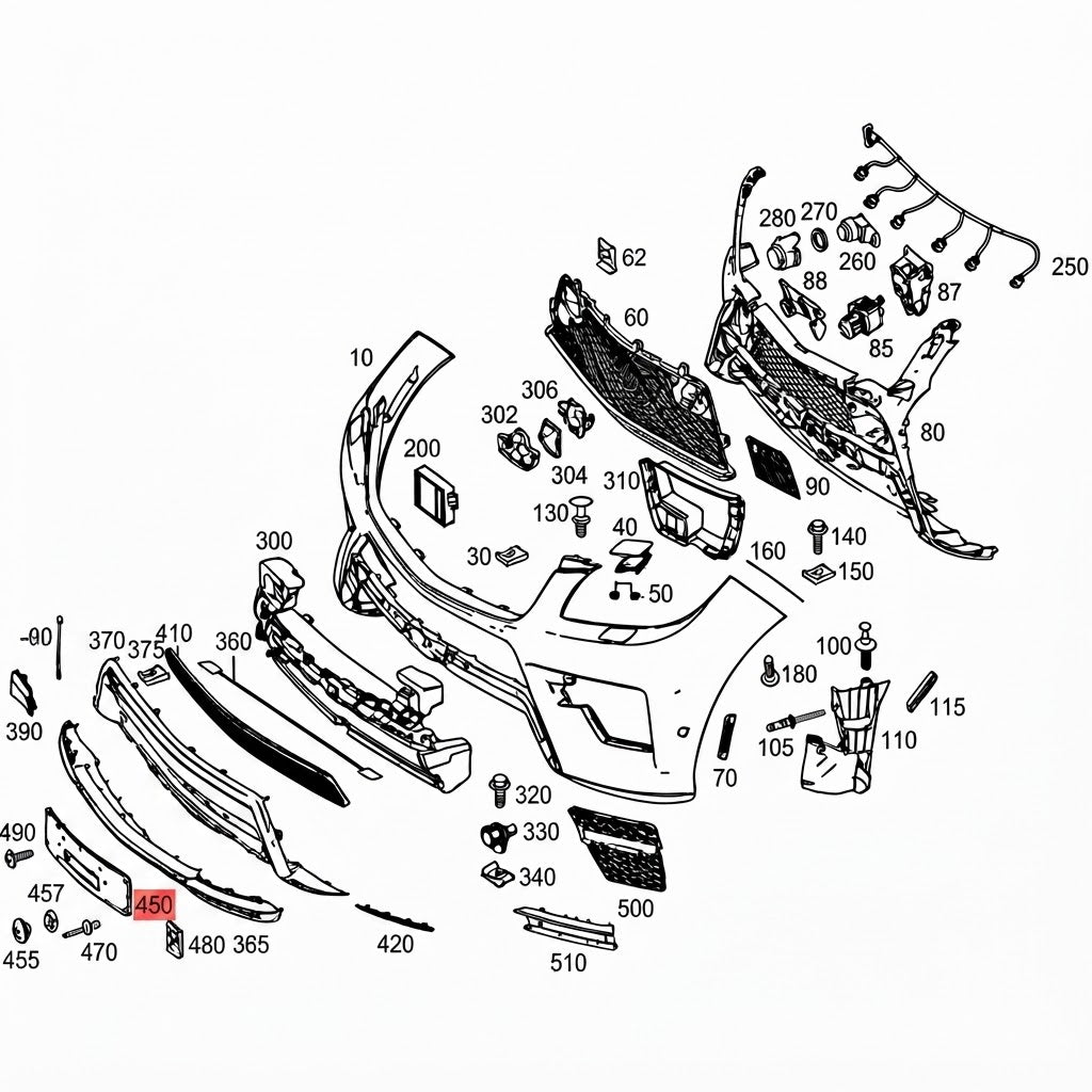 Front Bumper License Number Holder 1668850681 A1668850681 Compatible With MERCEDES-BENZ M-CLASS (W166) & GLE W166 2012-2019 Tag-BG-106