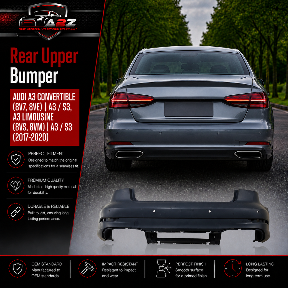 Rear Upper Bumper 8V5807067K 8V5807067KGRU Compatible With AUDI A3 Convertible (8V7, 8VE) | A3 / S3, A3 Limousine (8VS, 8VM) | A3 / S3 (2017-2020) Tag No.219