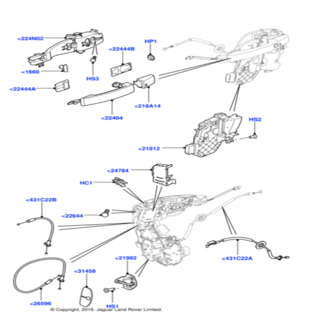 Front Door Latch LR014101 Compatible With RANGE ROVER EVOQUE VAN (L538) & RANGE ROVER SPORT I (L320)  (2005-09)