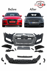 Front Bumper Kit FBK3 Compatible With Audi A3 (2016-2016) Upgrade Into S3