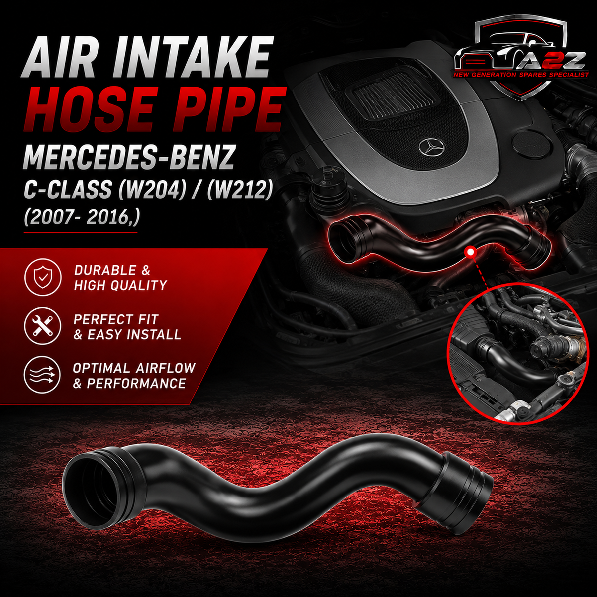 Air Intake Hose Pipe 2710901929 A2710901929 Compatible with Mercedes-Benz C-Class (W204) & E-Class (W212) Tag No.521