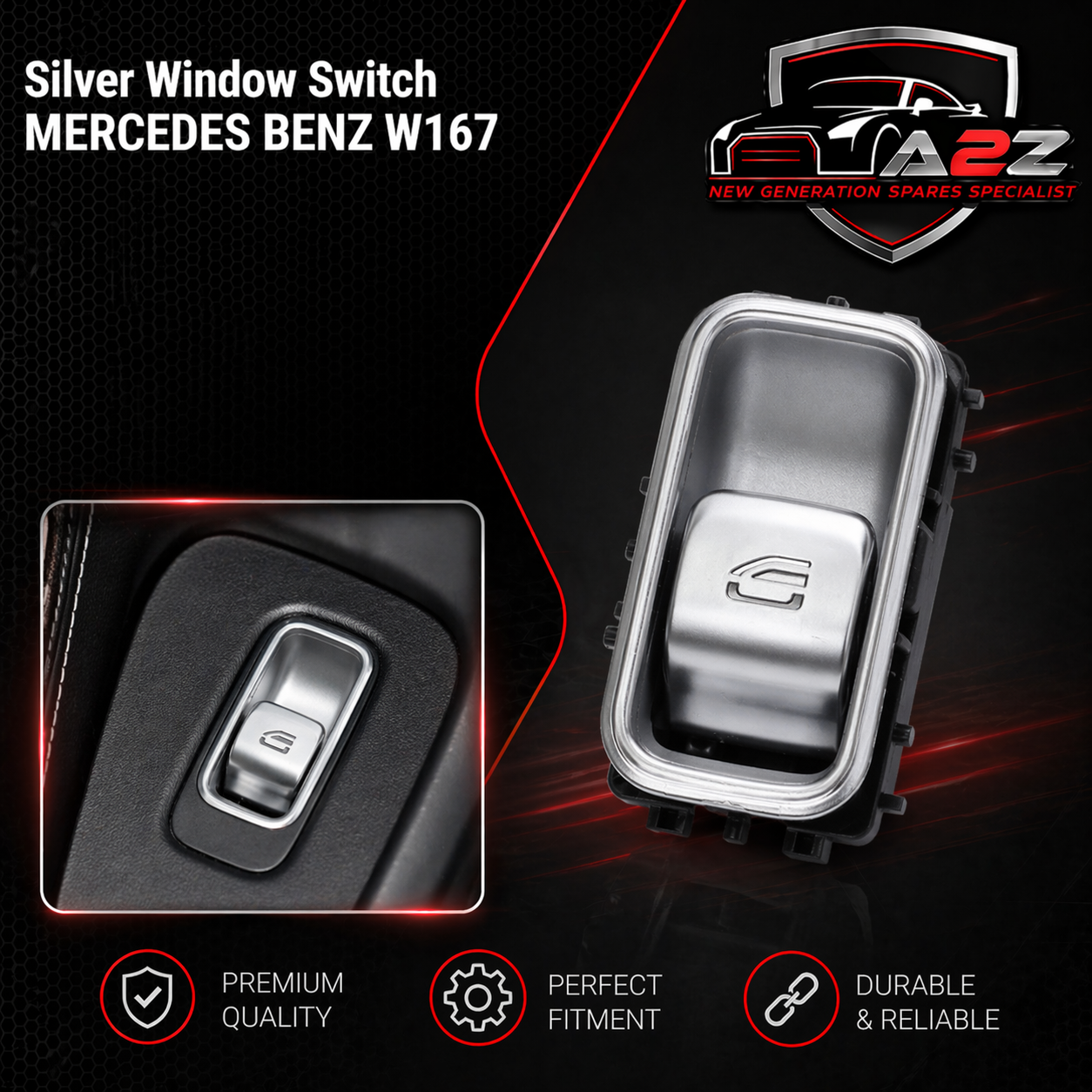 Silver Window Switch  1679054601  A1679054601 Compatible With MERCEDES BENZ GLS W167 & GLE W167 Tag-SW-64