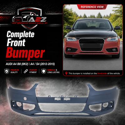 Complete Front Bumper 8K0807065F 8K0807065FGRU Compatible With AUDI A4 B8 (8K2) | A4 / S4 (2012-2015) Tag No.12