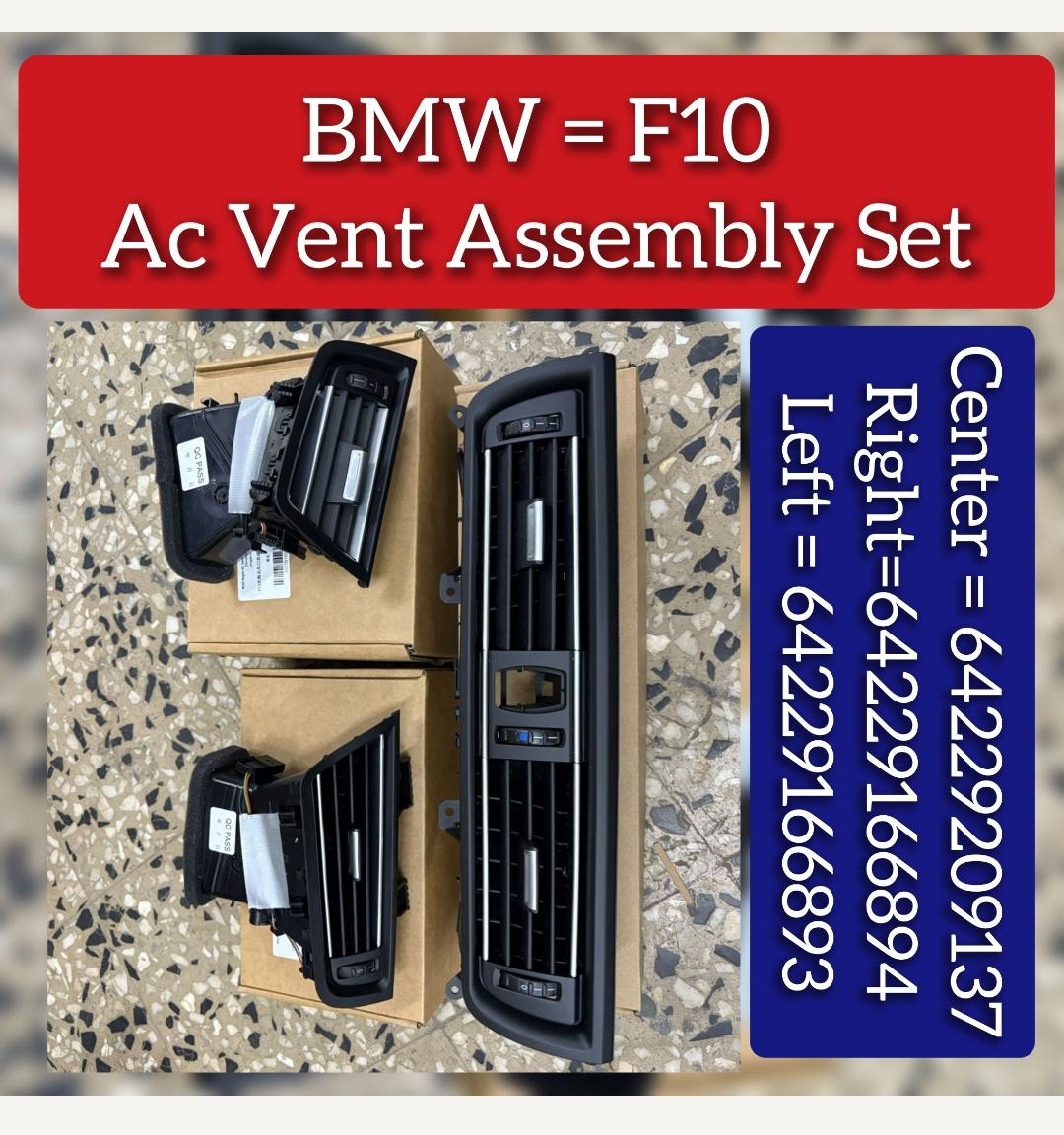 Ac Vent Assembly Set Center = 64229209137 Right = 64229166894 Left = 64229166893 Compatible With BMW F10