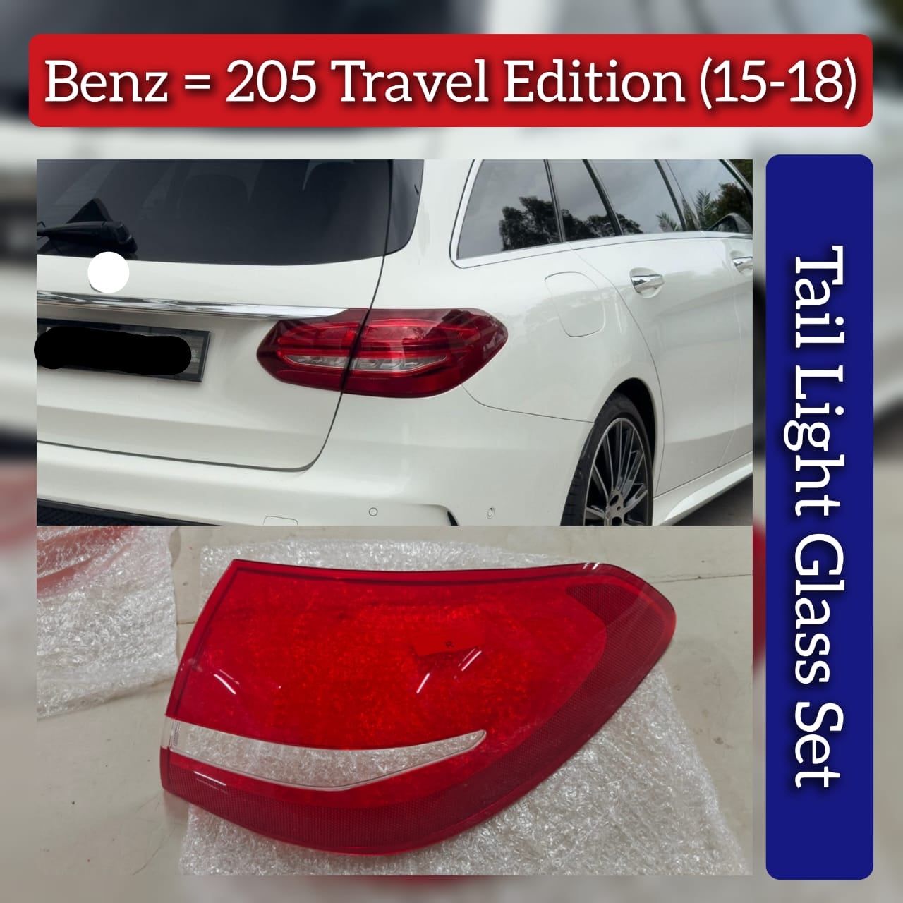 Tail Light Glass Compatible With Mercedes Benz 205 Travel Edition (2015-2018)