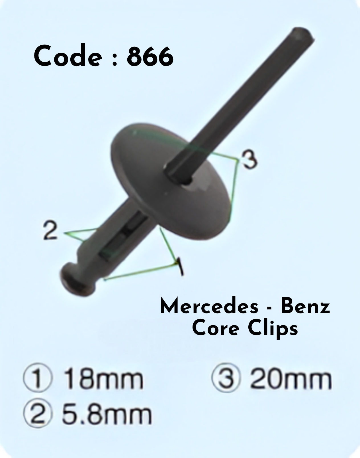 Core Clips (Set of 10) Code:866 Compatinble With Mercedce - Benz
