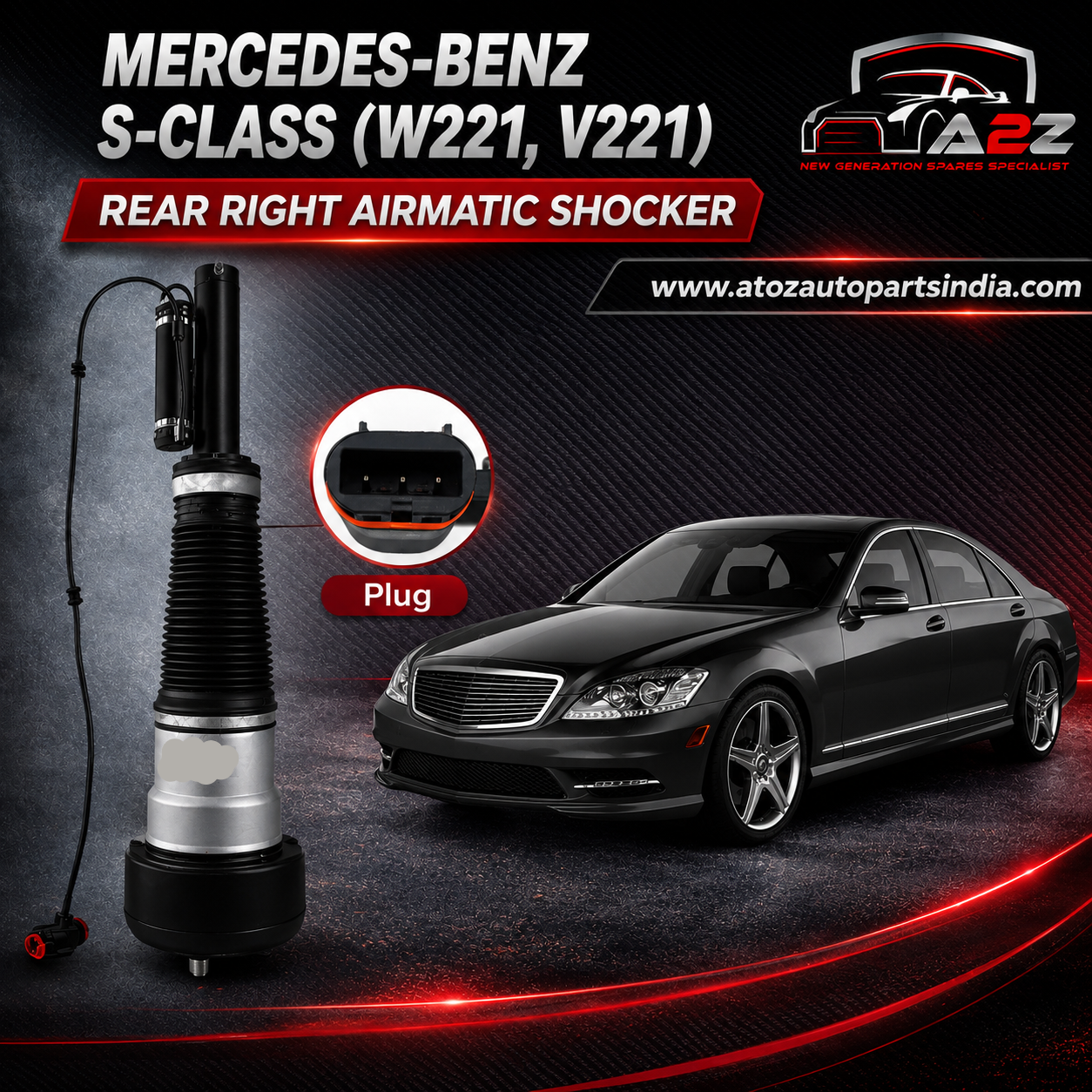 Rear Right Air Suspension Shock Absorber Strut 2213205613 2213201338 2213201438 Compatible With MERCEDES-BENZ S-CLASS (W221, V221)