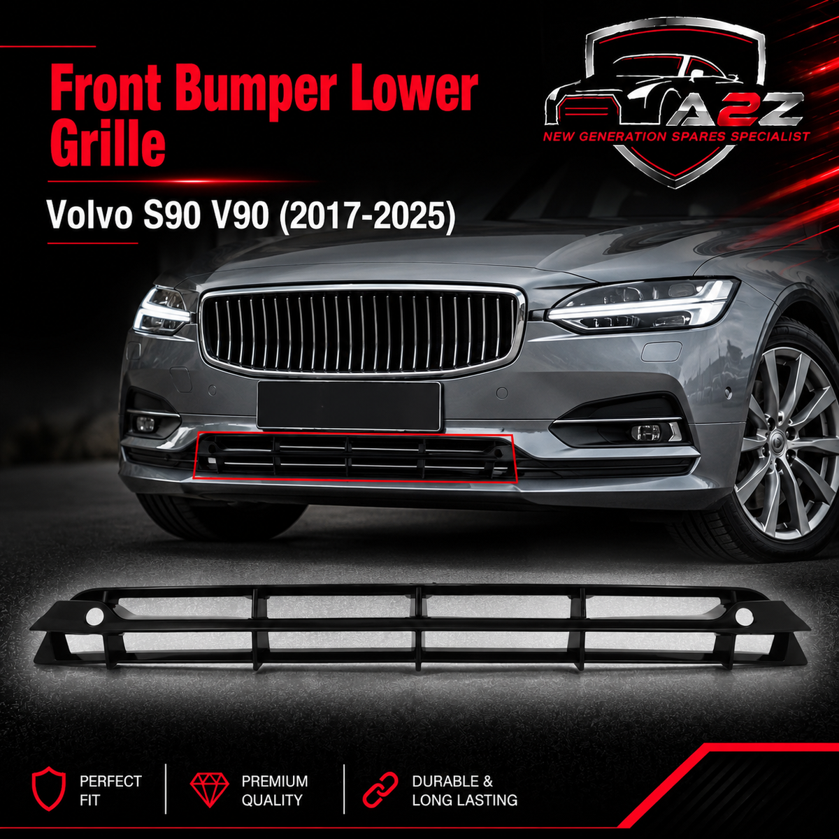 Front Bumper Lower Grille 31425139 Compatible With Volvo S90 V90 (2017-25)